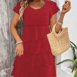 Vestido de mujer – Corte holgado – Mangas cortas – Volantes – Tejido transpirable
