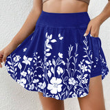 Falda pantalón de mujer – Estampado floral – Cintura elástica – Corte acampanado transpirable