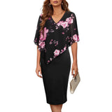 Vestido de mujer – Corte entallado – Escote en pico – Tejido fluido – Largo midi elegante
