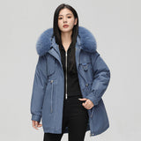 Chaqueta parka para mujer – Corte oversize – Capucha de piel sintética – Cintura ajustable
