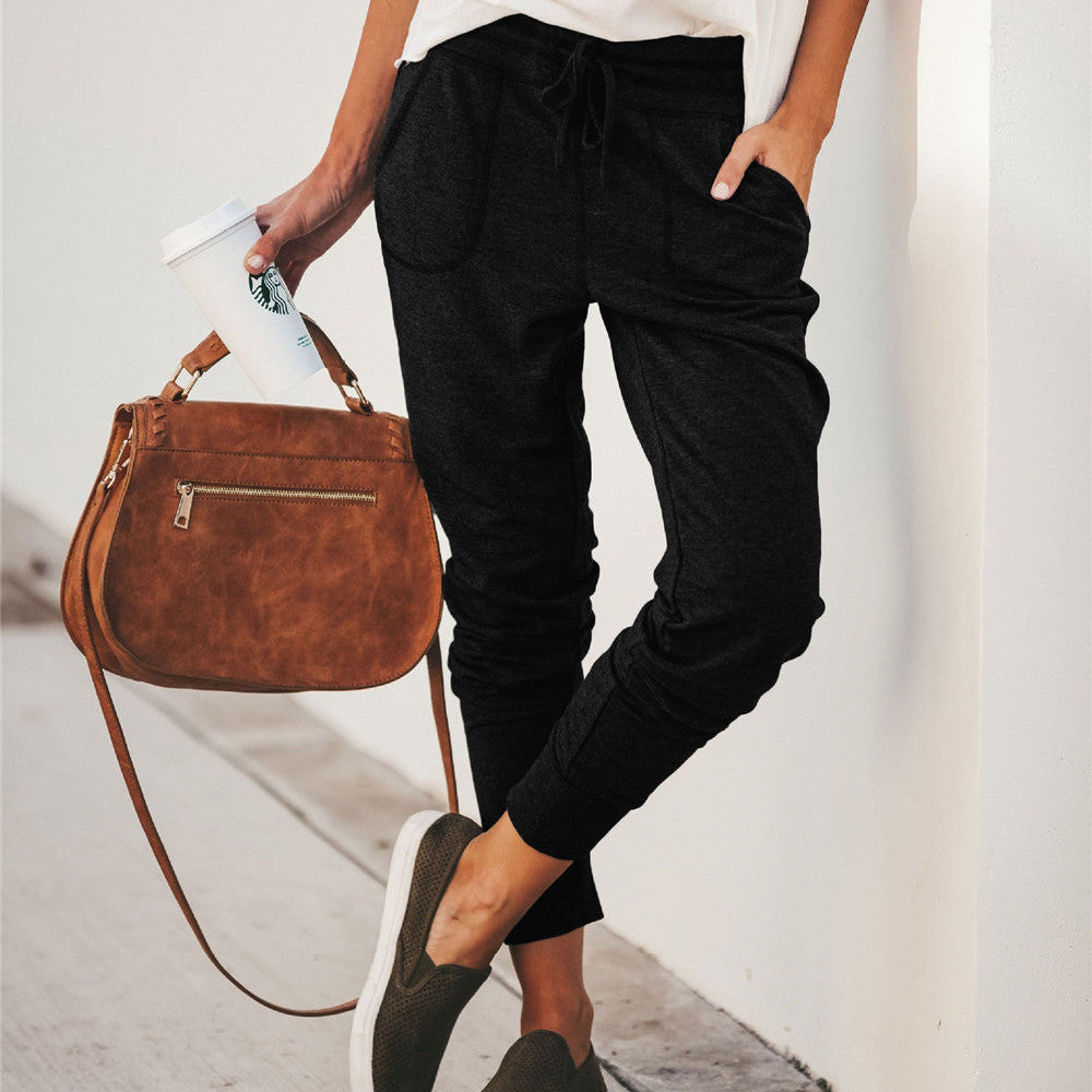 Pantalones deportivos para mujer – Corte holgado – Algodón suave – Cintura elástica – Bolsillos