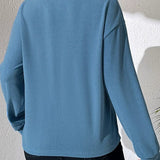Top de mujer – Suéter informal – Corte holgado – Media cremallera – Mangas largas – Algodón suave