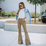 Vaqueros bootcut para mujer – Cintura alta – Pierna acampanada – Largo hasta el tobillo – Fibras naturales