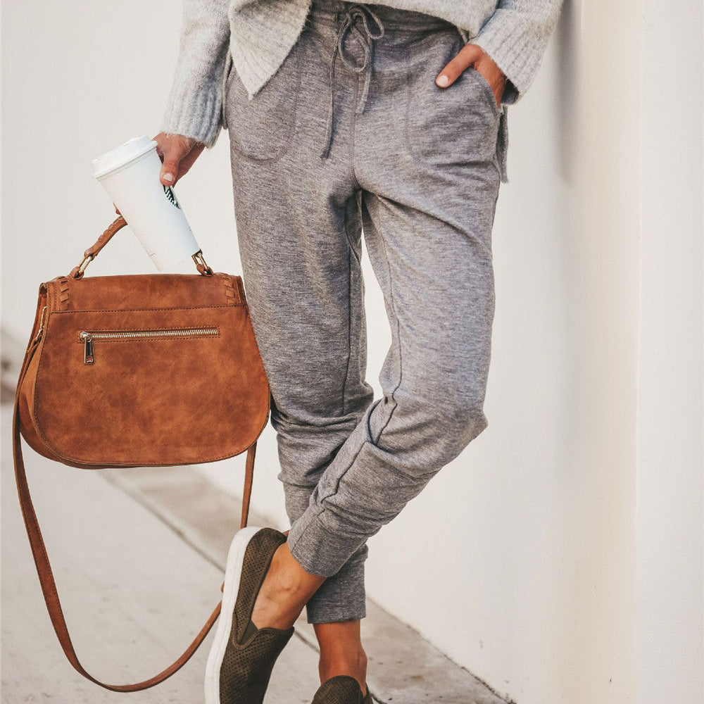 Pantalones deportivos para mujer – Corte holgado – Algodón suave – Cintura elástica – Bolsillos