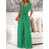 Conjunto de dos piezas para mujer: top corto con lazo delantero y pantalón ancho de cintura alta.