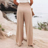Pantalón ancho de mujer – Corte holgado – Tejido transpirable – Cintura elástica