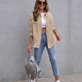 Chaqueta vaquera para mujer – Corte oversize – Lavado desgastado – Largo hasta media cadera