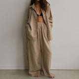 Conjunto de dos piezas para mujer – Corte oversize – Tejido transpirable – Pantalón fluido con cinturilla elástica