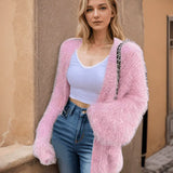 Cárdigan de mujer – Punto esponjoso – Corte oversize – Abertura frontal con bolsillos