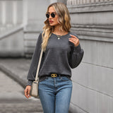 Sudadera de mujer – Punto suave – Corte holgado – Estampado texturizado – Cuello redondo