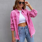 Chaqueta vaquera para mujer – Corte oversize – Lavado desgastado – Largo hasta media cadera