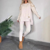 Conjunto casual de mujer – Punto suave – Top oversize – Leggings ajustados