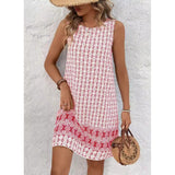 Vestido recto de mujer – algodón ligero – sin mangas – estampado de tortuga – corte relajado