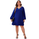 Vestido mini para mujer – Corte holgado – Mangas largas con volantes – Cuello en V fluido