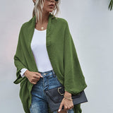 Cárdigan de mujer – Corte oversize – Punto de lana – Parte delantera abierta – Mangas murciélago