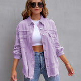 Chaqueta vaquera para mujer – Corte oversize – Lavado desgastado – Largo hasta media cadera