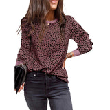 Camiseta de manga larga para mujer – Corte holgado – Estampado de lunares – Tejido suave y transpirable
