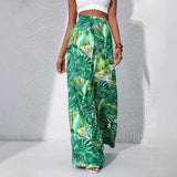 Pantalón ancho de mujer – Cintura alta – Tejido ligero y transpirable – Estampado floral