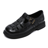 Sandalias de mujer – Piel auténtica – Diseño calado – Suela plana cómoda
