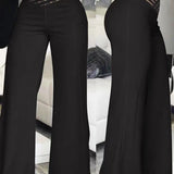 Pantalón de mujer de cintura alta – Pernera ancha y fluida – Cinturón decorativo – Tejido ligero