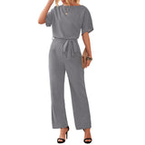 Mono de mujer – Corte holgado – Piernas anchas – Cintura ajustable – Tejido ligero