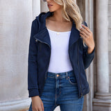 Sudadera de mujer – Corte entallado – Algodón – Capucha – Cierre de cremallera asimétrica