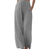 Pantalón ancho de mujer – Tejido transpirable – Corte holgado – Cintura con cordón – Bolsillos