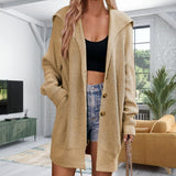 Cárdigan de punto para mujer – Corte oversize – Parte delantera abierta – Mangas largas – Lana