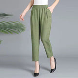Pantalones de mujer – Corte relajado – Cintura elástica – Bolsillos