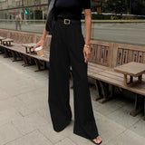 Pantalón ancho de mujer – Cintura alta – Corte fluido – Largo completo – Tejido ligero