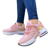 Zapatillas deportivas para mujer – Malla transpirable – Tacón de cuña – Cierre con cordones