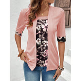 Blusa casual para mujer – Corte holgado – Efecto capas – Punto suave, mangas 3/4
