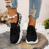 Zapatillas deportivas para mujer – Flyknit transpirable – Suela ondulada – Estampado de leopardo – Básicas