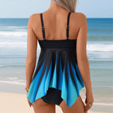 Top tankini para mujer – Corte fluido – Cuello en V – Busto plisado – Bajo asimétrico
