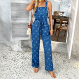 Mono de mujer – Corte holgado – Estampado – Sin mangas – Cintura ajustable