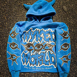 Sudadera con capucha y estampado de cuerno de diablo estilo Y2K