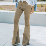 Vaqueros bootcut para mujer – Cintura alta – Pierna acampanada – Largo hasta el tobillo – Fibras naturales