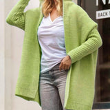 Cárdigan de mujer – Corte oversize – Punto suave – Con capucha – Parte delantera abierta – Largo