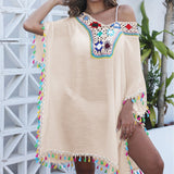 Túnica de playa para mujer – Punto ligero calado – Corte holgado – Detalles bohemios