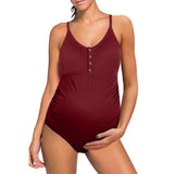Traje de baño de maternidad para mujer – Ajuste elástico – Botones – Tejido transpirable – Cobertura total