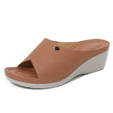 Sandalias de cuña para mujer – Punta abierta – Tira perforada – Suela cómoda antideslizante