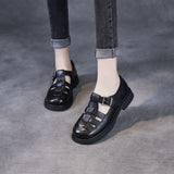 Sandalias de mujer – Piel auténtica – Suela plana cómoda – Diseño calado ajustable
