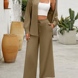 Conjunto de dos piezas para mujer: túnica informal y pantalón ancho, tejido transpirable.