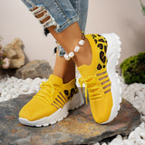 Zapatillas deportivas para mujer – Flyknit transpirable – Suela ondulada – Estampado de leopardo – Básicas