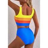 Bikini de mujer – Conjunto de dos piezas – Ajuste deportivo – Cintura alta – Tejido transpirable