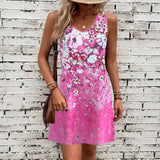 Vestido sin mangas para mujer – Algodón ligero – Corte holgado – Cuello en V – Estampado floral