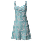 Vestido mini de mujer – Satén liso – Corte ajustado – Tirantes finos – Estampado floral