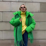 Chaqueta acolchada para mujer – Corte oversize – Capucha – Repelente al agua – Largo hasta la mitad del muslo