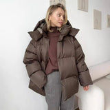 Chaqueta acolchada para mujer – Corte oversize – Capucha – Repelente al agua – Largo hasta la mitad del muslo