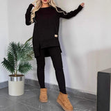 Conjunto casual de mujer – Punto suave – Top oversize – Leggings ajustados